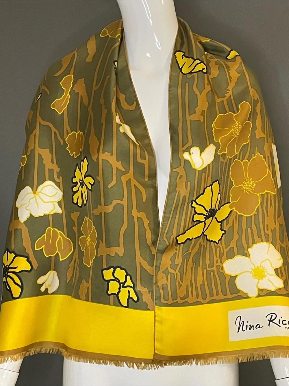 Gorg Vintage Nina Ricci Silk Scarf 15 x 54 Very Good Condition